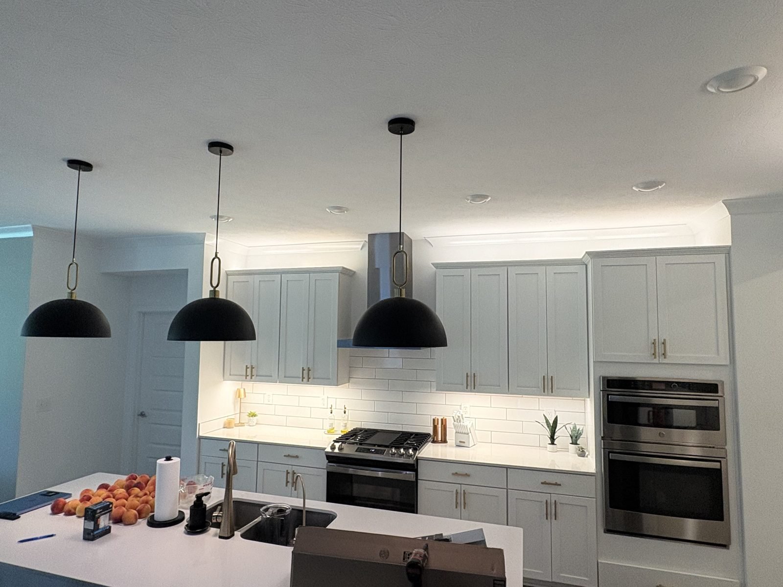Kitchen black pendants by Saters Electric