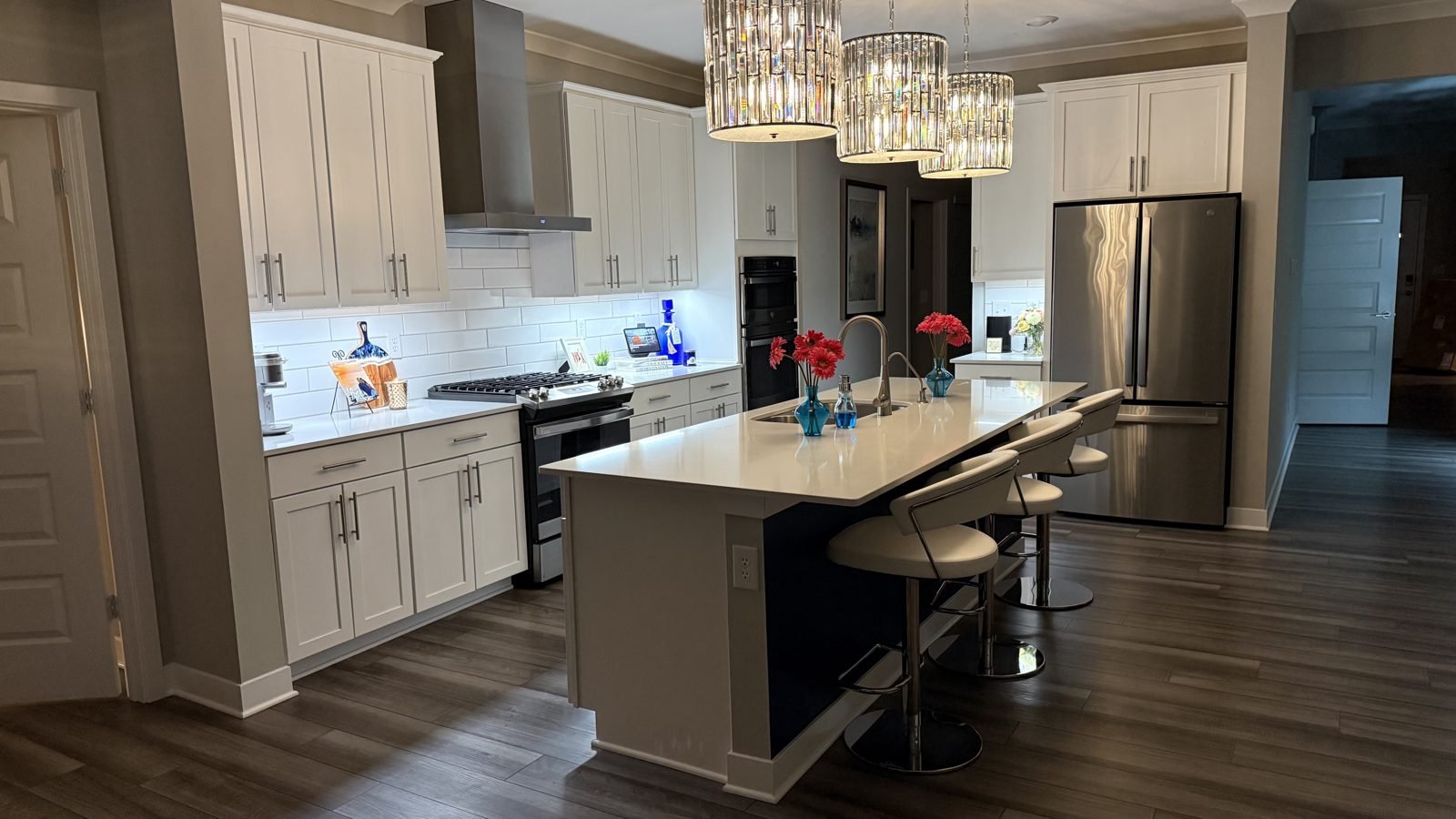 Kitchen crystal pendants by Saters Electric