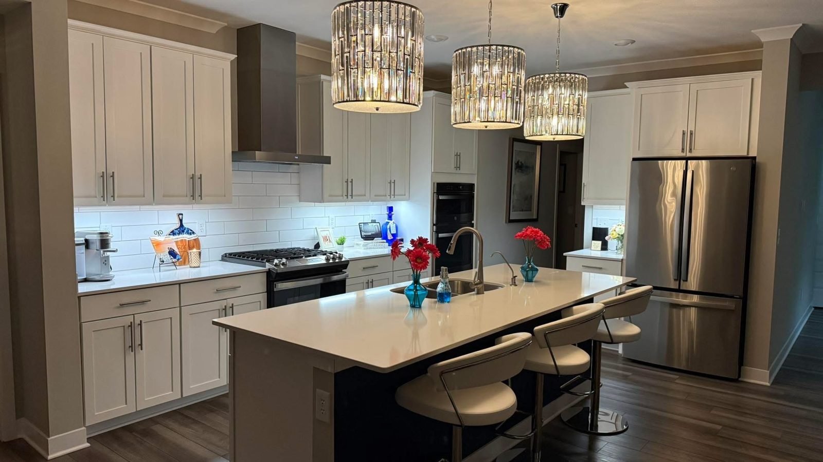 Kitchen crystal pendants by Saters Electric
