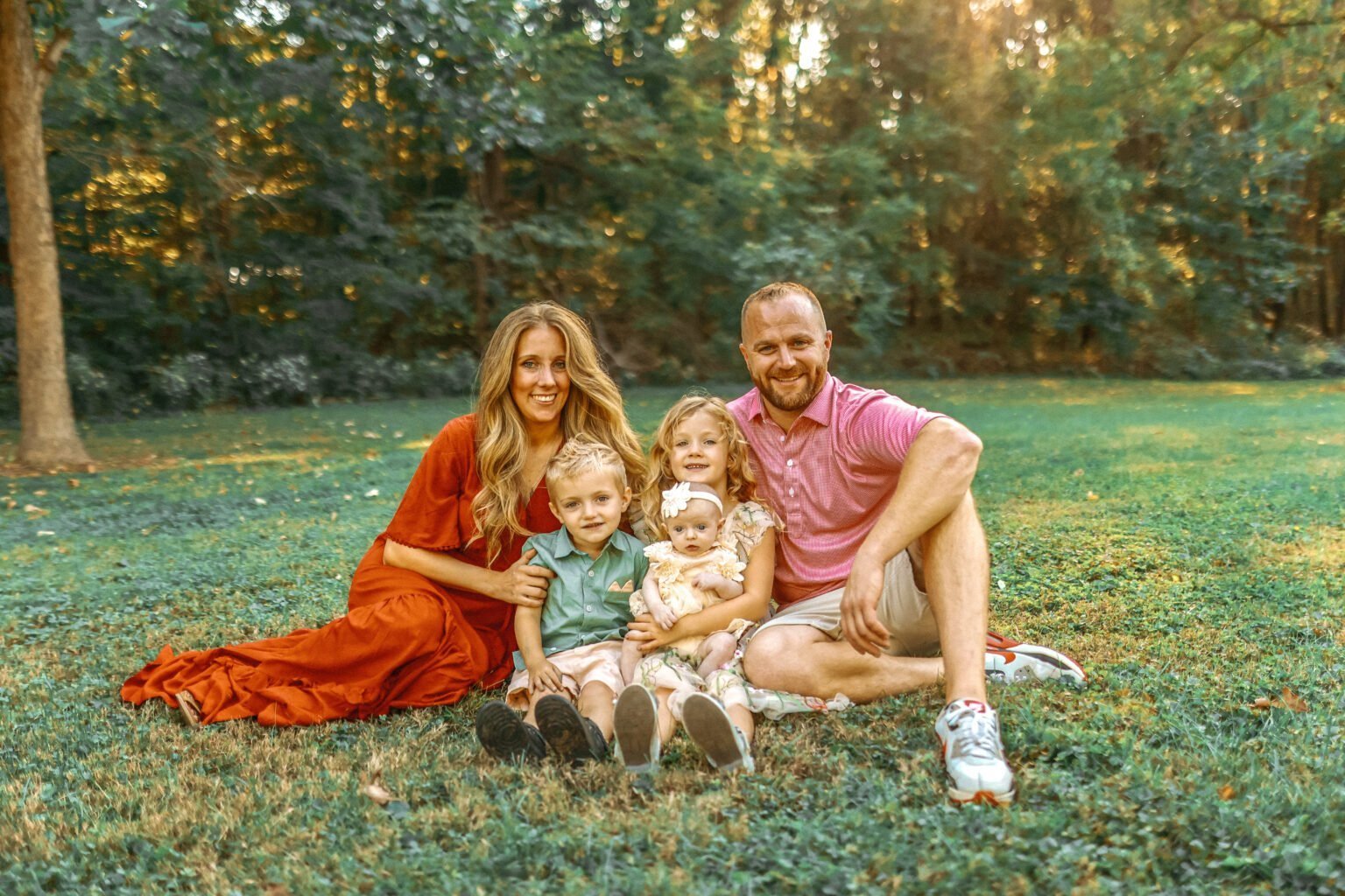 Adam, owner of Saters Electric, with his family in New Palestine, Indiana