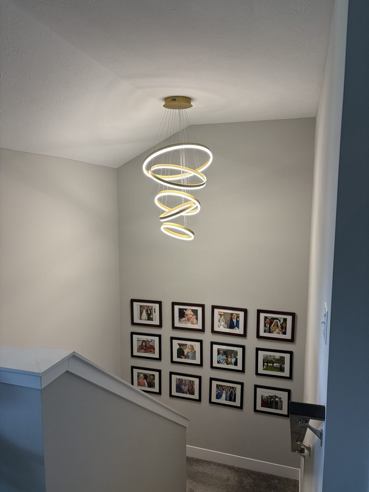 Stairwell LED chandelier by Saters Electric